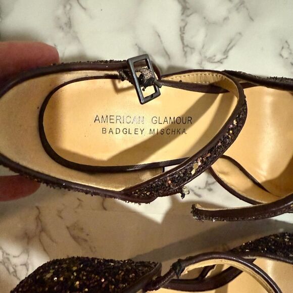 Badgley Mischka American Glamour Glitter Pointed Toe Heels Size 6 - Picture 5 of 9